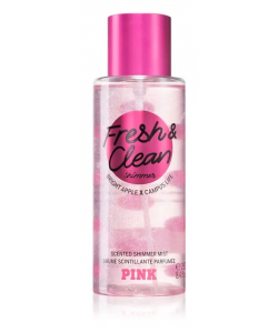 Парфюмерный Спрей для тела Victoria's Secret PINK Fresh & Clean Shimmer 250мл Виктория Сикрет Пинк Фреш Клиан / Виктория Сикрет Розовый Свежий и Чистый с мерцающими блестками - шиммером